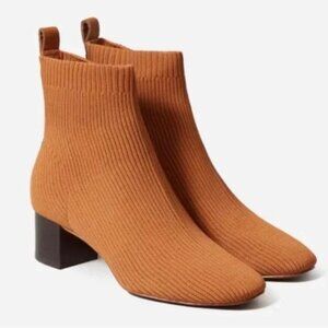 Everlane The Ribbed Glove Heeled Casual Boot in Toffee Brown Size 8.5